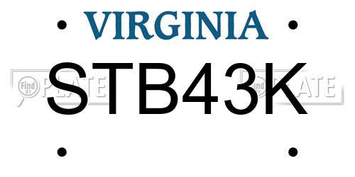 STB43K Virginia License Plate