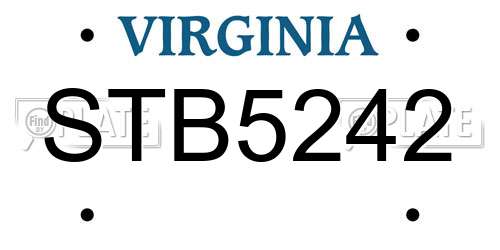 STB5242 Virginia License Plate