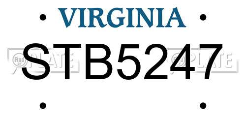 STB5247 Virginia License Plate