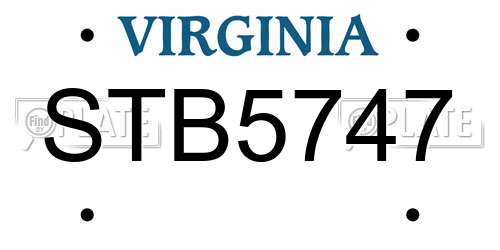 STB5747 Virginia License Plate