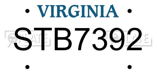 STB7392 Virginia License Plate