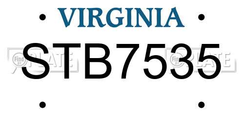 STB7535 Virginia License Plate