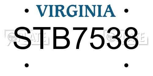 STB7538 Virginia License Plate