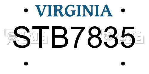 STB7835 Virginia License Plate