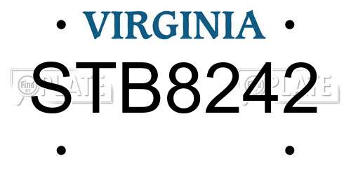 STB8242 Virginia License Plate