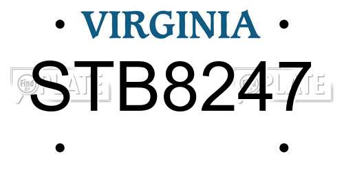STB8247 Virginia License Plate