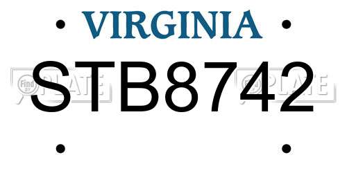 STB8742 Virginia License Plate