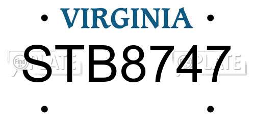 STB8747 Virginia License Plate