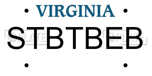 STBTBEB Virginia License Plate