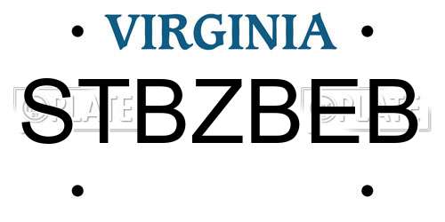 STBZBEB Virginia License Plate