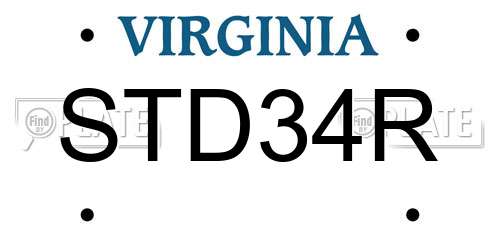 STD34R Virginia License Plate