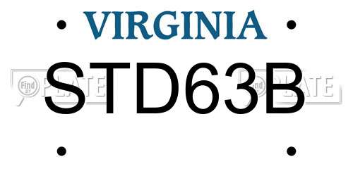 STD63B Virginia License Plate