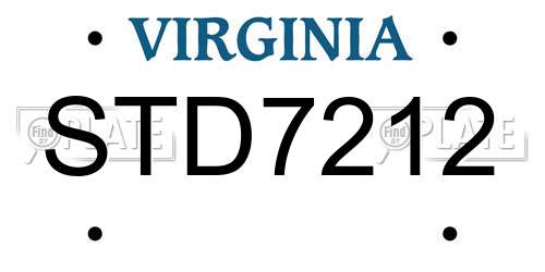 STD7212 Virginia License Plate