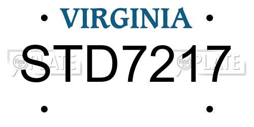 STD7217 Virginia License Plate