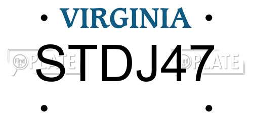 STDJ47 Virginia License Plate