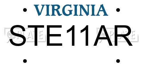 STE11AR Virginia License Plate