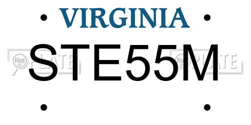 STE55M Virginia License Plate