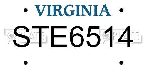 STE6514 Virginia License Plate
