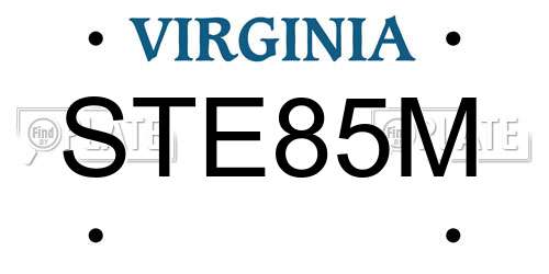 STE85M Virginia License Plate