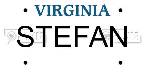 STEFAN Virginia License Plate