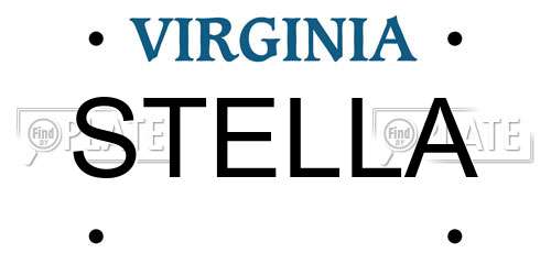 STELLA Virginia License Plate