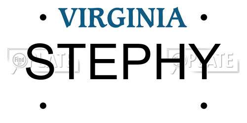 STEPHY Virginia License Plate
