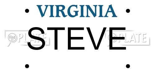 STEVE Virginia License Plate