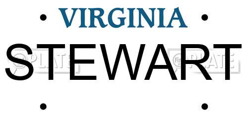 STEWART Virginia License Plate
