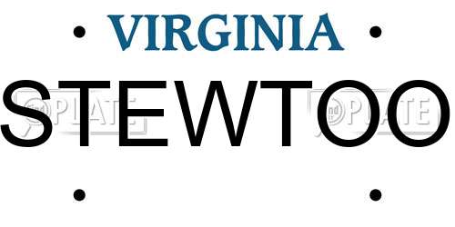 STEWTOO Virginia License Plate