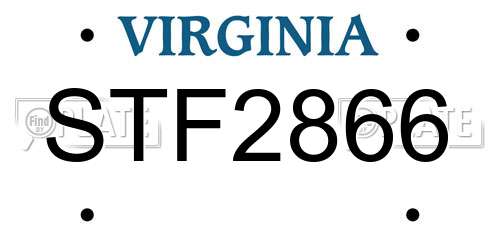 STF2866 Virginia License Plate