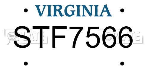STF7566 Virginia License Plate