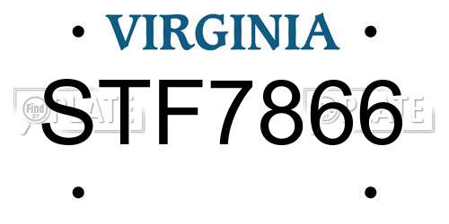 STF7866 Virginia License Plate