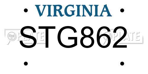 STG862 Virginia License Plate