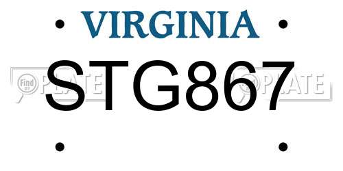 STG867 Virginia License Plate