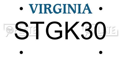 STGK30 Virginia License Plate
