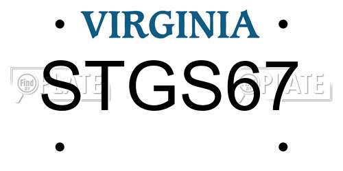 STGS67 Virginia License Plate