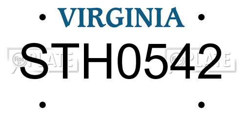 STH0542 Virginia License Plate