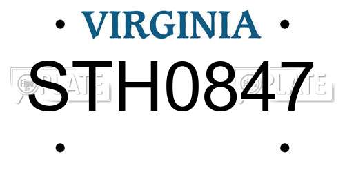 STH0847 Virginia License Plate