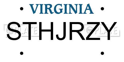 STHJRZY Virginia License Plate