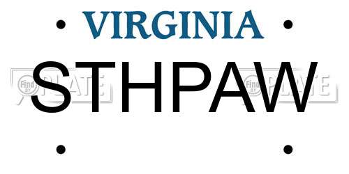 STHPAW Virginia License Plate