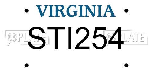 STI254 Virginia License Plate