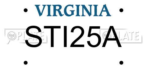 STI25A Virginia License Plate