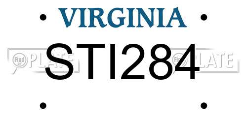 STI284 Virginia License Plate