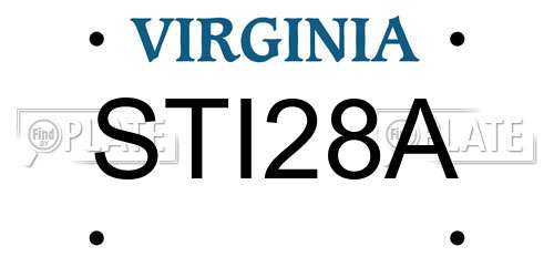 STI28A Virginia License Plate