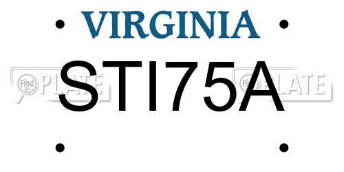 STI75A Virginia License Plate