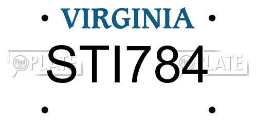 STI784 Virginia License Plate