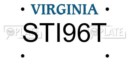 STI96T Virginia License Plate