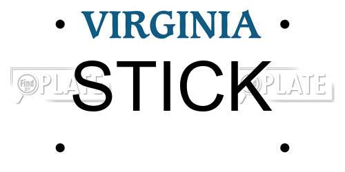 STICK Virginia License Plate