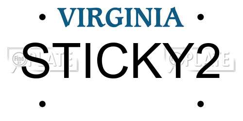 STICKY2 Virginia License Plate