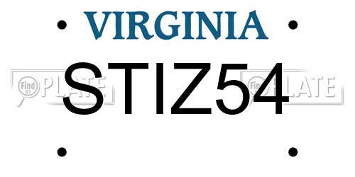 STIZ54 Virginia License Plate